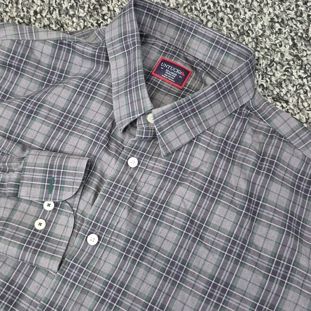 UNTUCKit Devitt Button Down Mens 2XL XXL Plaid Relaxed Fit‎ Wrinkle-Free WF